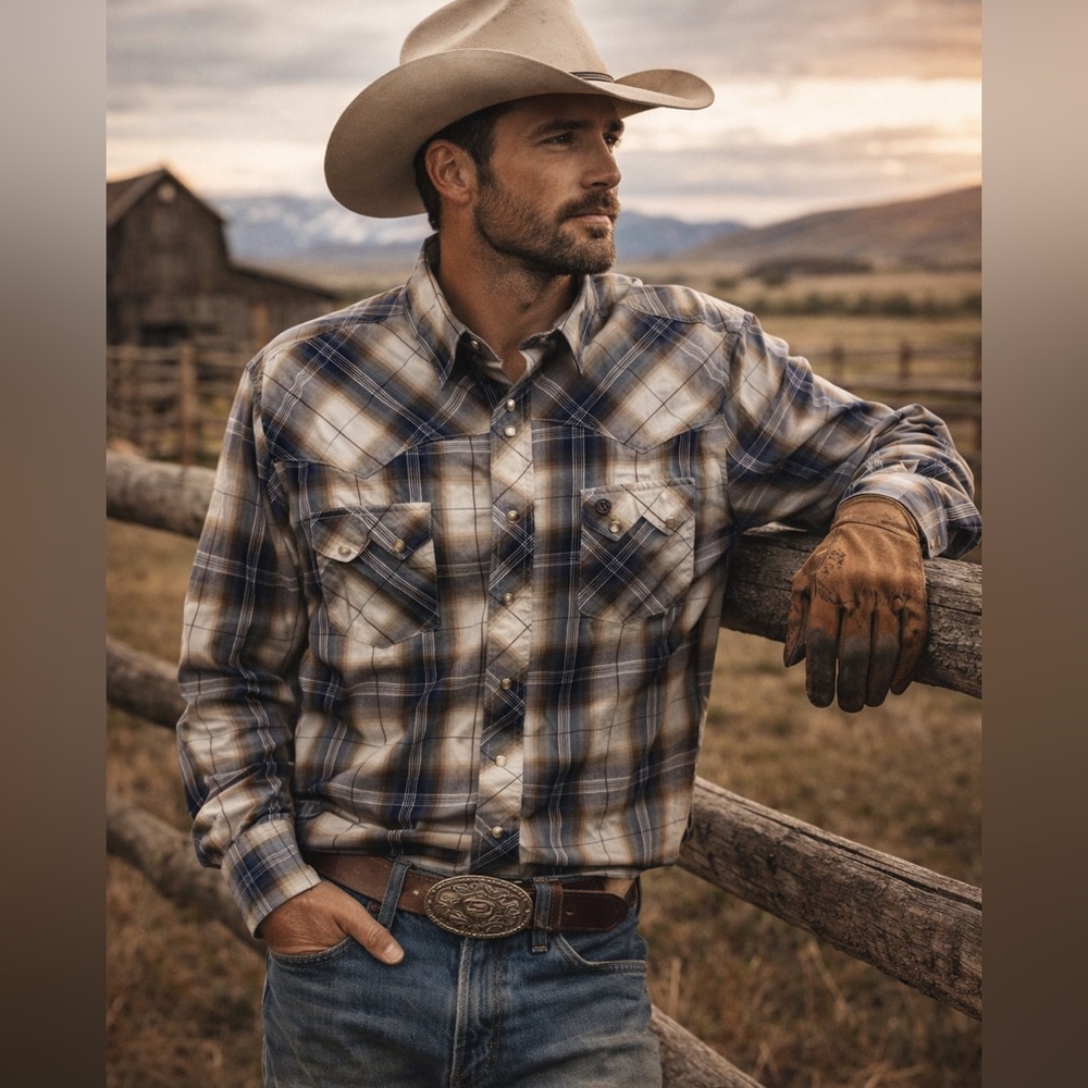 Vintage Wrangler Plaid Western snap button Shirt